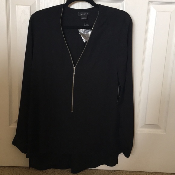 Trouve Tops - Troupe black blouse, size medium, zipper front